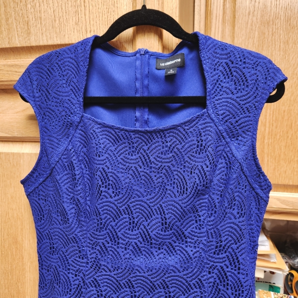 Liz Claiborne Lacey Fully Lined Short Sleeve Midi Dress ALine Silhouette